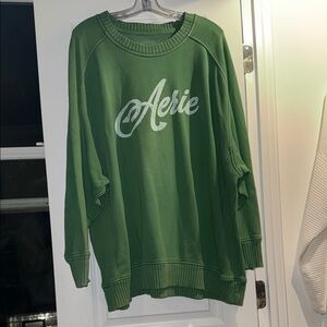 Aerie Oversized Green Logo Sweatshirt